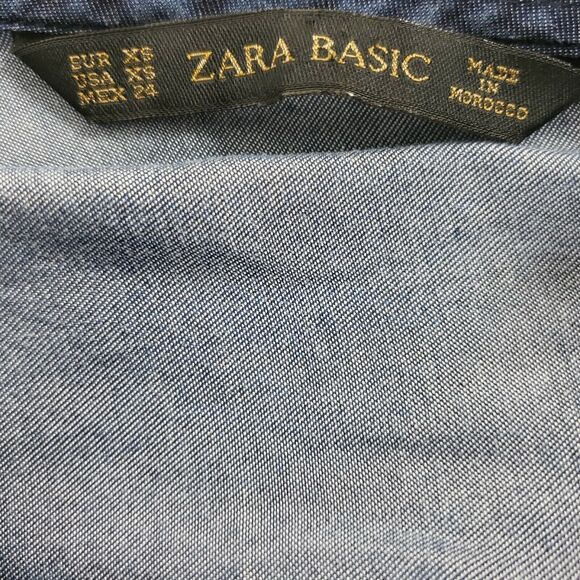 ZARA Blue Size XS Shorts Sleeveless Romper V-Neck Tie Waist One Piece Chambray - Picture 3 of 9